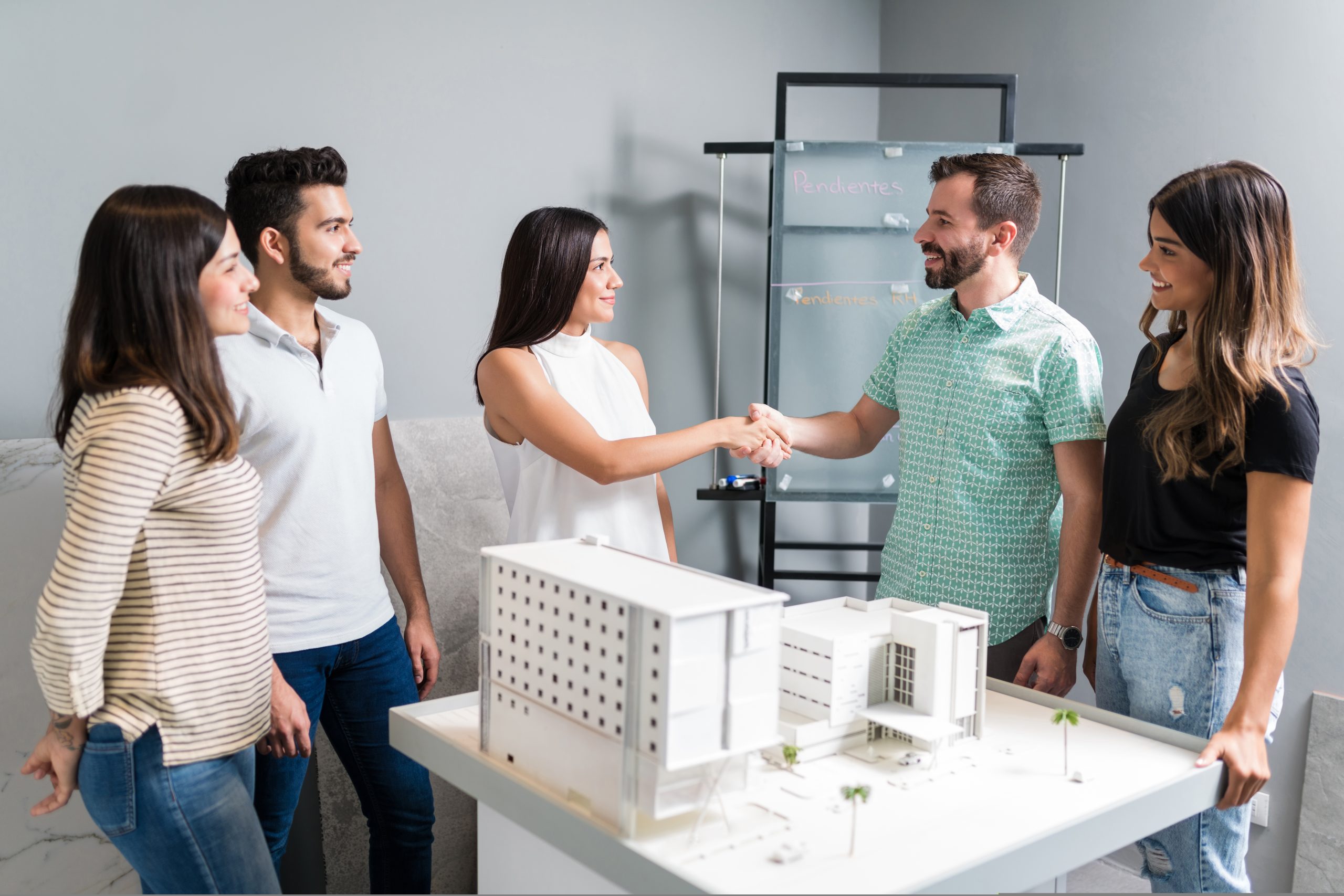 Handshake over architectural model meeting