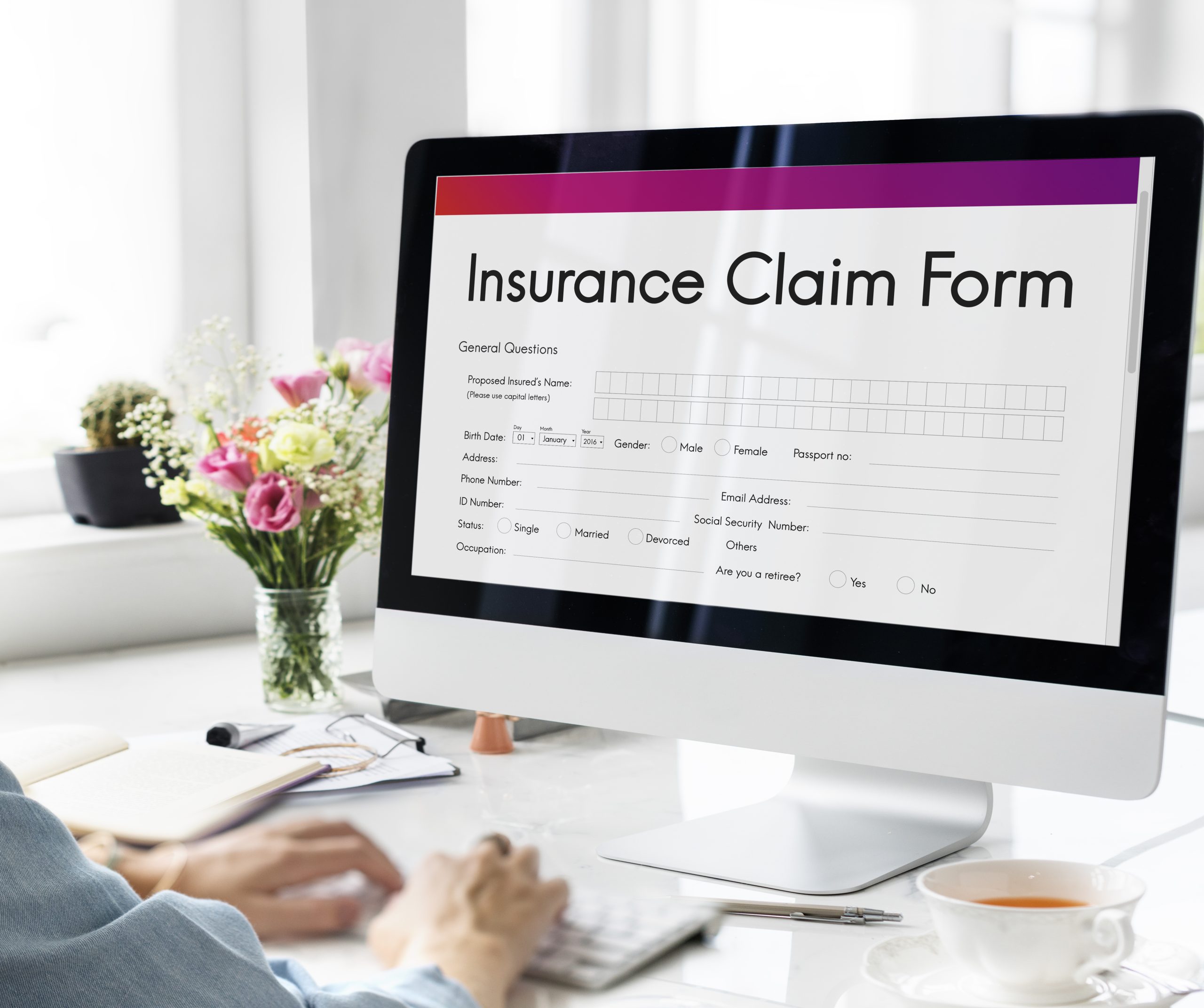Insurance Claim Form Document Application Concept